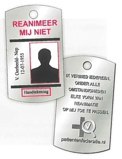 Officiële niet-reanimerenpenning Officiële niet-reanimerenpenning